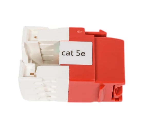 Модуль Keystone LANMASTER RJ45, неэкранированный, кат.5E, со встроенной шторкой, 180 градусов, красный LAN-OK45U5E/180R-RD