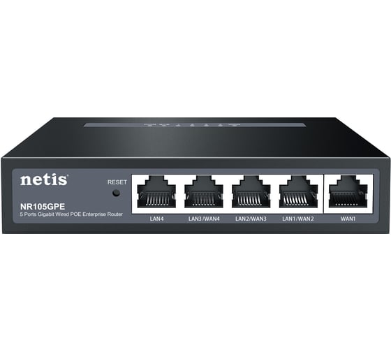 Маршрутизатор управляемый Netis NR105GPE WAN/LAN 3х1 Гбит/с (PoE+), LAN 1х1 Гбит/с (PoE+), WAN 1х1 Гбит/с 10000160611