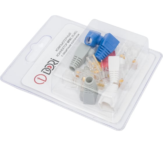 Коннектор DORI RJ-45 8P8C 6 шт + колпачки 2346
