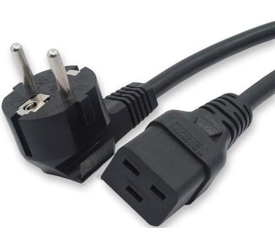 Кабель питания Filum FL-PC-SH90/C19-C-0.5-BK ПВС-АП 3x1.5 CEE 7/7(Schuko) угловая - C19, 220/250В, 16А, чёрный, 0.5м, 00-01084609