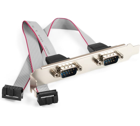 Планка портов ExeGate в корпус 2x COM BrctDB92 Com 10-pin F -- 2 x RS232 DB9 Male, кабель 20см 298292