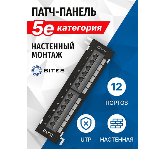 Настенная патч-панель 5bites UTP 10, 5e категория 12 портов, разъемы KRONE тип 110 DUAL IDC PPU55-04W