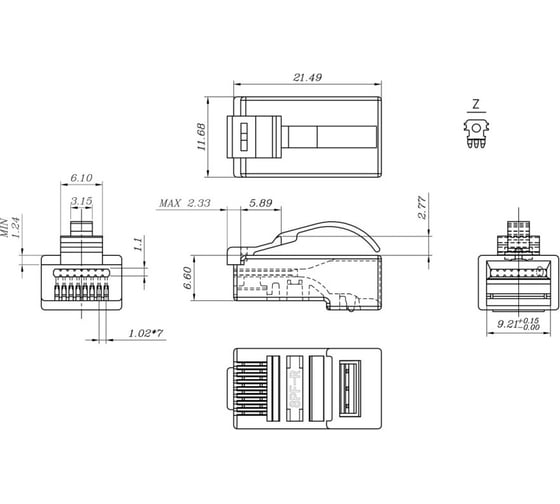 Разъем легкой оконцовки Hyperline PLEZ-8P8C-UA-C5-100 RJ-45 (8P8C) под витую пару, язычок Ar 445724