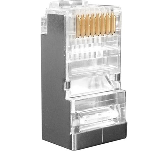 Разъем RJ-45(8P8C) под витую пару Hyperline PLUG-8P8C-U-C6-SH-100, категория 6 49358