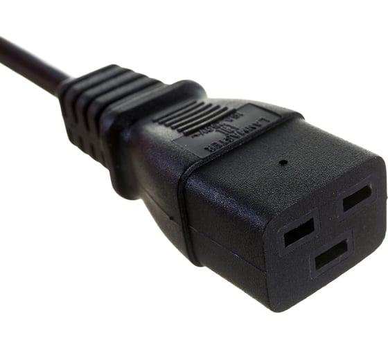 Шнур питания LANMASTER C19-C14, 3х0.75, 220В, 10А, черный, 1.5 метра LAN-PP19/14-1.5-BK