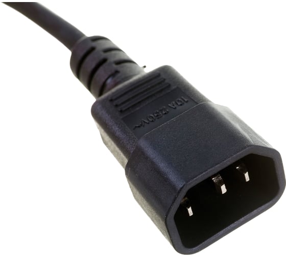 Шнур питания LANMASTER C19-C14, 3х0.75, 220В, 10А, черный, 1.5 метра LAN-PP19/14-1.5-BK
