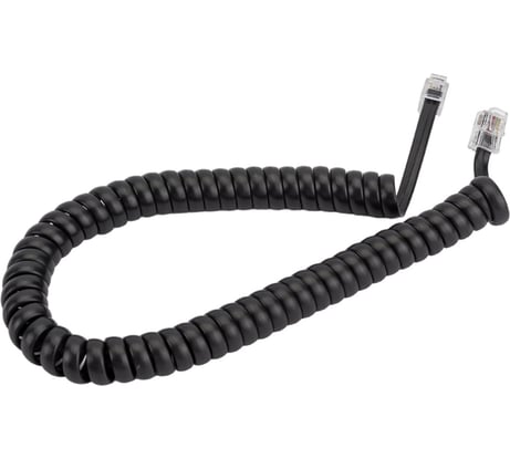 Шнур для телефонной трубки REXANT витой RJ-10 (4P-4C), 2 м, черный 18-2023
