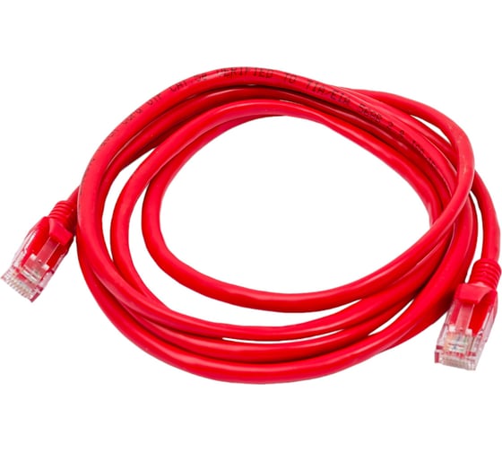 Патч-корд ExeGate UTP-RJ45-RJ45-5e-2M-RD, UTP, cat.5e, 2м, красный 258676