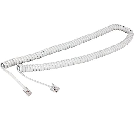 Шнур для телефонной трубки REXANT витой RJ-10 (4P-4C), 2 м, белый 18-2021