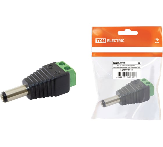 Разъём питания-штекер TDM 2.1x5.5 с клеммной колодкой, индивидуальная упаковка SQ1809-0044 1