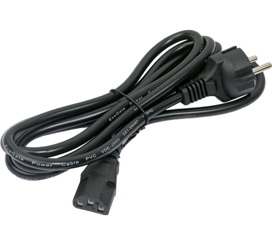 Кабель питания ExeGate Power PC-1,8P Евровилка Schuko-C13/1.0mm2, медь, черный, 10A, 1.8м 280647
