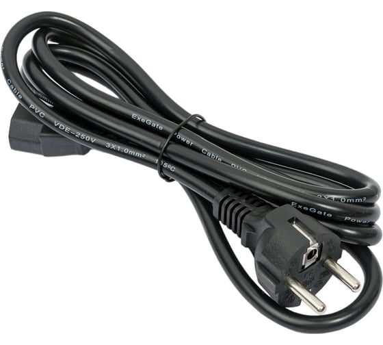 Кабель питания ExeGate Power PC-1,8P Евровилка Schuko-C13/1.0mm2, медь, черный, 10A, 1.8м 280647