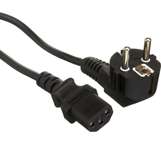 Кабель питания ExeGate Power PC-1,8P Евровилка угловая Schuko-C13/0.75mm2, медь, черный, 10A, 1.8м 280660 1