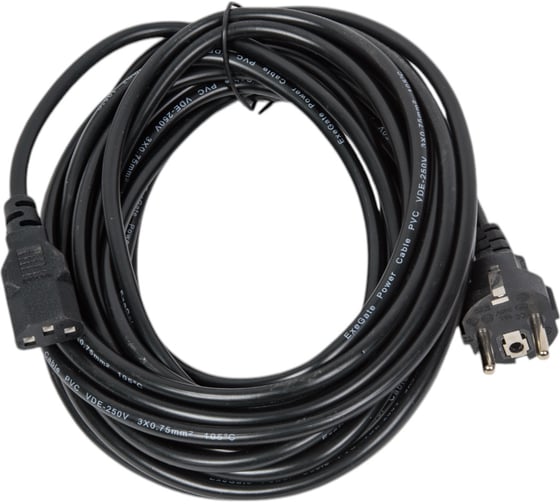 Кабель питания ExeGate Power PC-10P Евровилка Schuko-C13/0.75mm2, медь, черный, 10A, 10м 280656