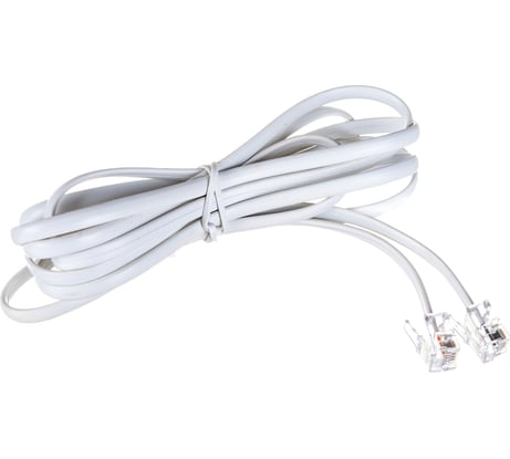 Телефонный шнур-удлинитель REXANT RJ-11, 6P-4C, 2 м, белый 18-3021