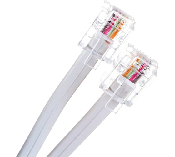 Телефонный шнур-удлинитель REXANT RJ-11, 6P-4C, 2 м, белый 18-3021
