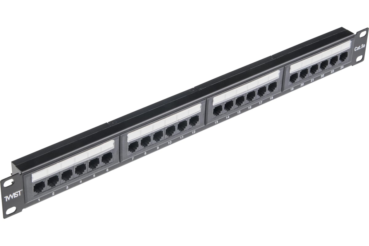 Патч-панель TWIST 19, 1U, 24 порта, RJ-45, cat. 5e, тип 110 PP-19-1U-24 ...