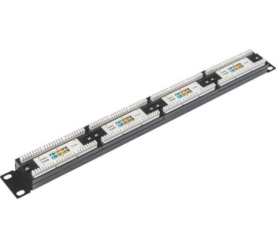 Патч-панель TWIST 19, 1U, 24 порта, RJ-45, cat. 5e, тип 110 PP-19-1U-24-C5E-TWCS