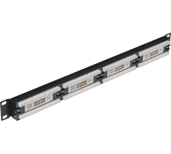 Патч-панель TWIST 19, 1U, 24 порта, RJ-45, cat. 5e, тип 110 PP-19-1U-24-C5E-TWCS