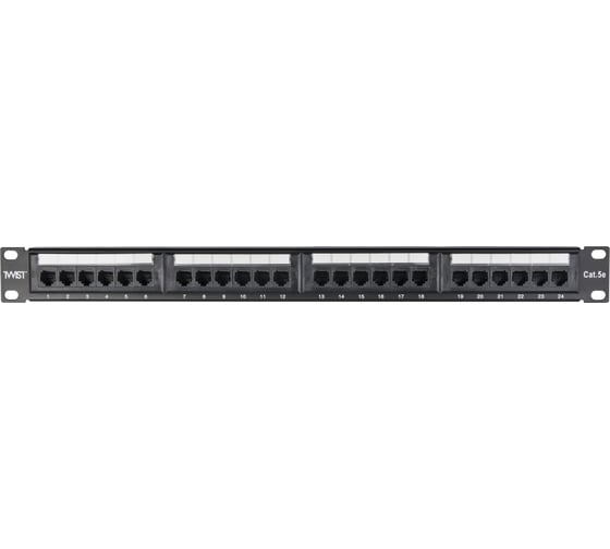 Патч-панель TWIST 19, 1U, 24 порта, RJ-45, cat. 5e, тип 110 PP-19-1U-24-C5E-TWCS