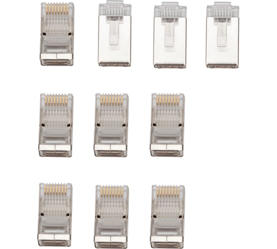 Сетевой разъем LAN на кабель REXANT штекер RJ-45 (8Р8С), под обжим, в экране, 10 шт. 06-0082-A10