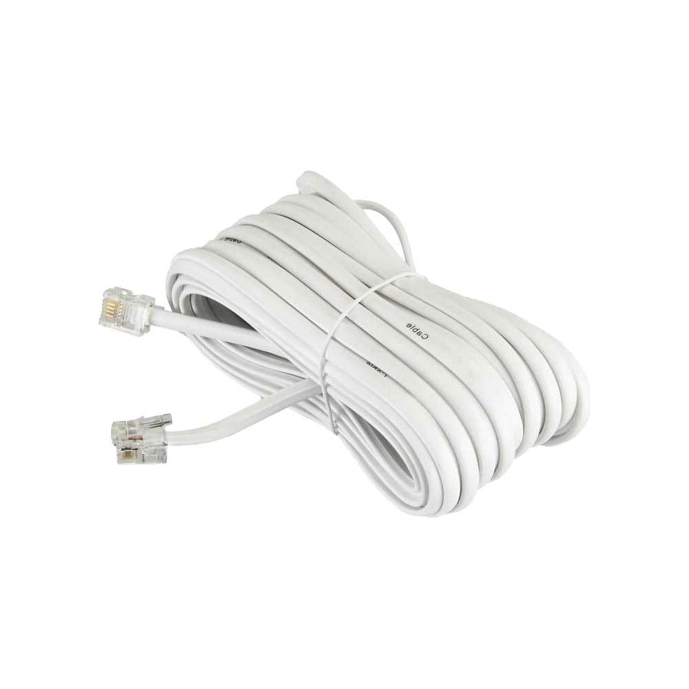 Телефонный удлинитель RJ-11 (6р4с) TWIST 10м, белый, TWCS-TEC-10M-W ...