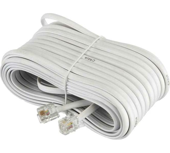 Телефонный удлинитель RJ-11 (6р4с) TWIST 15м, белый, TWCS-TEC-15M-W 1
