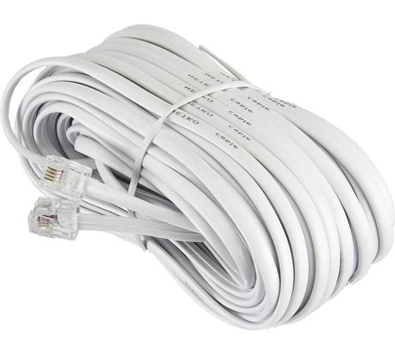 Телефонный удлинитель RJ-11 (6р4с) TWIST 15м, белый, TWCS-TEC-15M-W