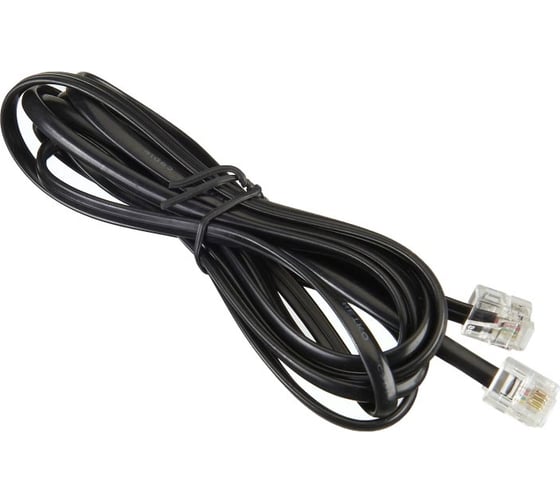Телефонный удлинитель RJ-11 (6р4с) TWIST 2м, черный, TWCS-TEC-02M-B