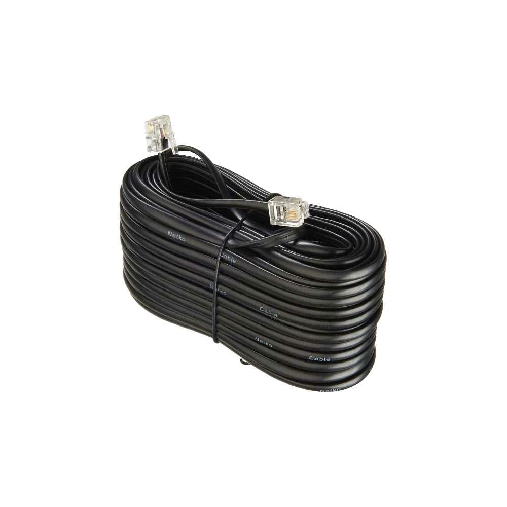 Телефонный удлинитель RJ-11 (6р4с) TWIST 20м, черный, TWCS-TEC-20M-B ...