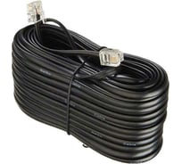 Телефонный удлинитель RJ-11 (6р4с) TWIST 20м, черный, TWCS-TEC-20M-B