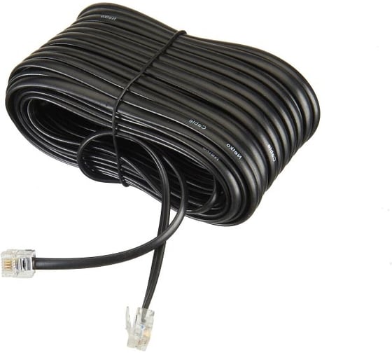 Телефонный удлинитель RJ-11 (6р4с) TWIST 20м, черный, TWCS-TEC-20M-B