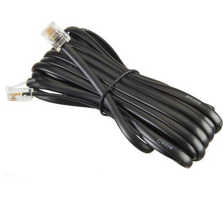 Телефонный удлинитель RJ-11 (6р4с) TWIST 5м, черный, TWCS-TEC-05M-B