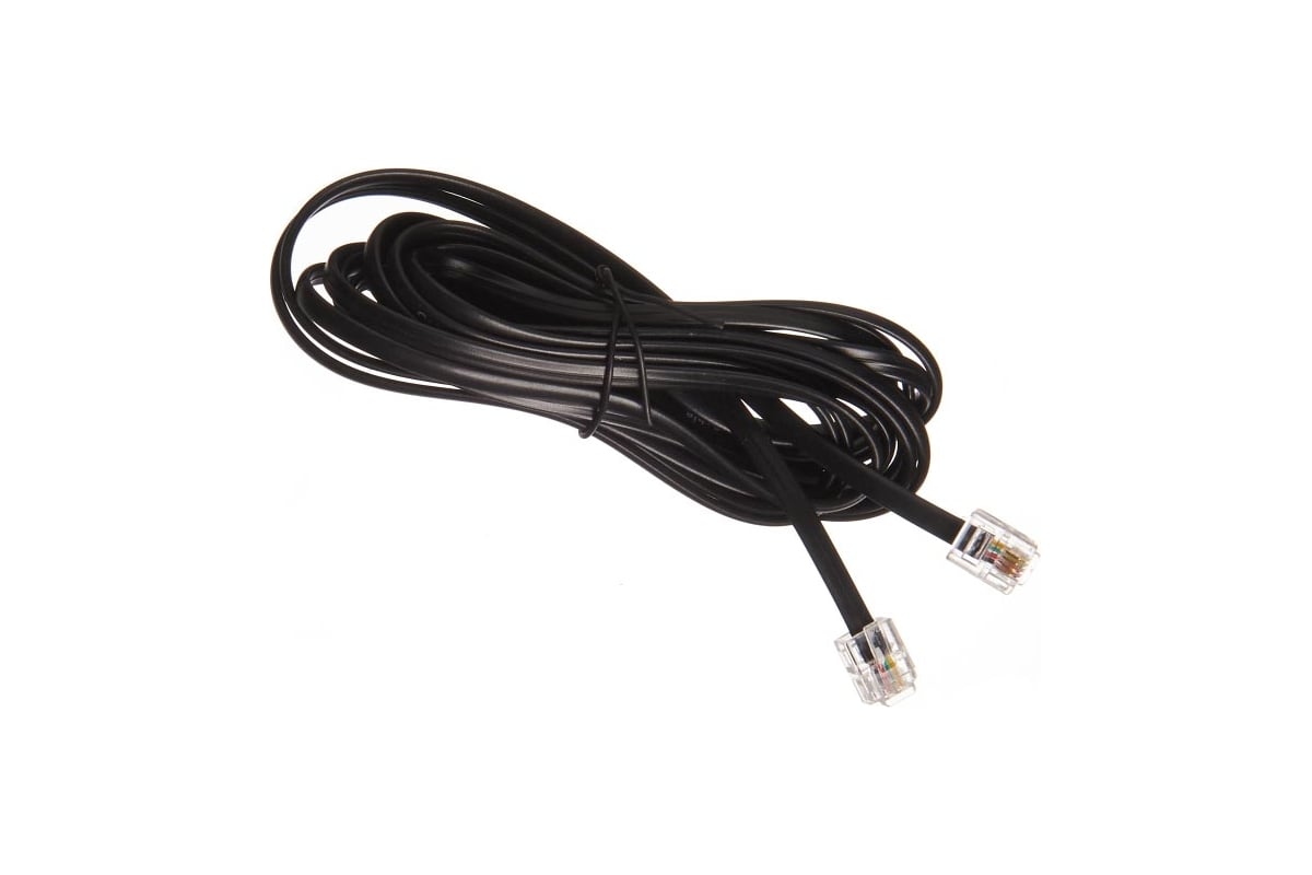 Телефонный удлинитель RJ-11 (6р4с) TWIST 3м, черный, TWCS-TEC-03M-B ...