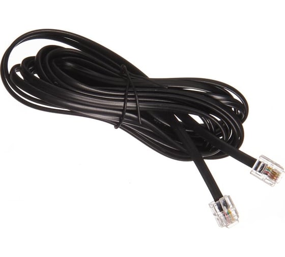 Телефонный удлинитель RJ-11 (6р4с) TWIST 3м, черный, TWCS-TEC-03M-B