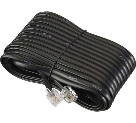 Телефонный удлинитель RJ-11 (6р4с) TWIST 10м, черный, TWCS-TEC-10M-B
