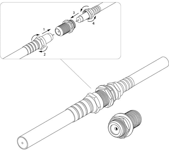 Переходник гнездо F – гнездо F REXANT для RG-6, бочка с кольцом 100 шт 05-4201
