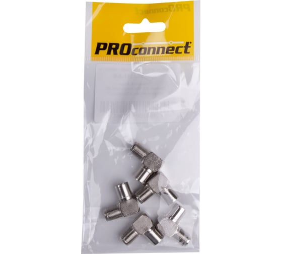 Антенный переходник PROCONNECT RG-6, SAT, гнездо F - штекер ТВ, угловой 5шт 05-4311-4-9 1