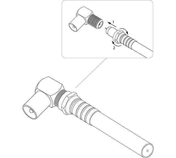 Антенный переходник REXANT (гнездо F - штекер TV), RG-6, угловой 06-0027-A