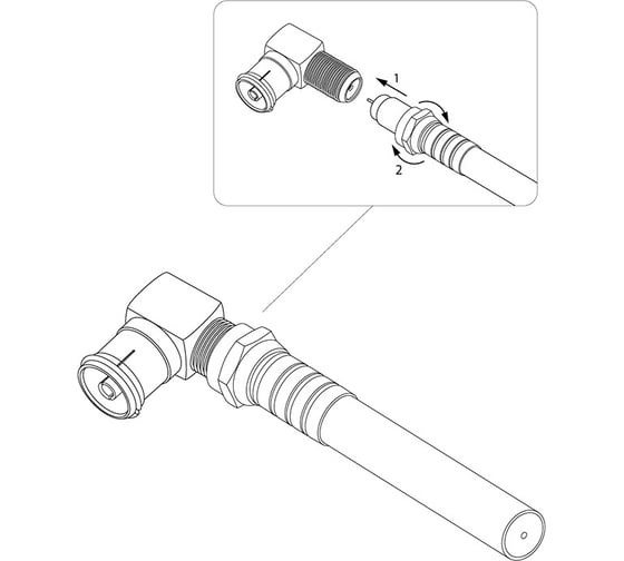 Антенный переходник REXANT гнездо F - гнездо TV RG-6, угловой 06-0026-A