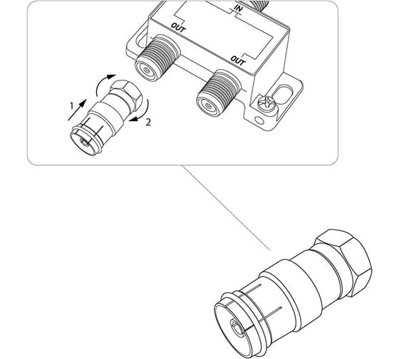 Антенный переходник REXANT RG-6, штекер F - гнездо ТВ 06-0028-A