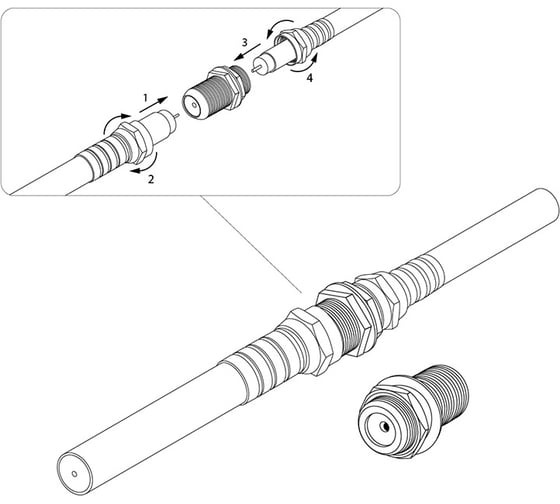 Соединитель F разъемов для RG-6 PROCONNECT SAT с кольцом 100 шт 05-4201-4