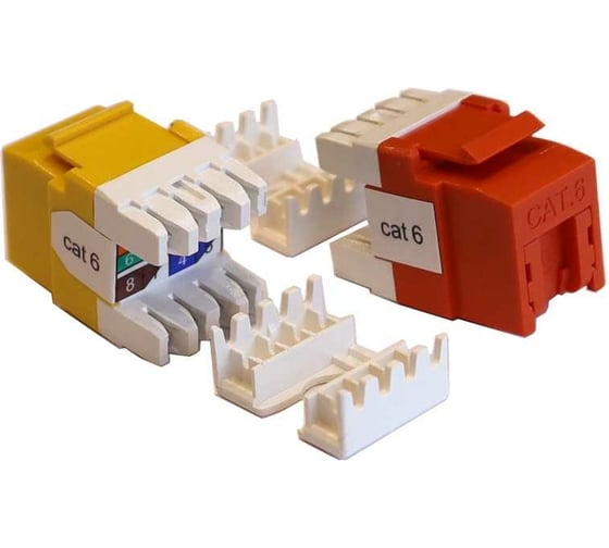 Вставка Keystone LANMASTER RJ-45, категория 6, желтая, со шторкой, 180 градусов, LAN-OK45U6/180P-YL