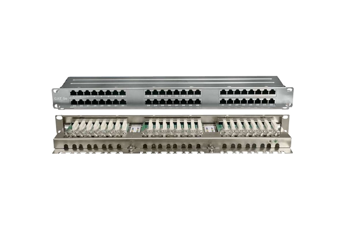 Патч-панель высокой плотности Hyperline 19", 1U, 48 портов RJ-45 ...