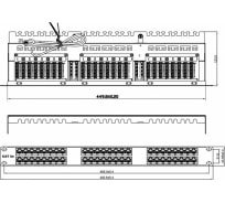 Патч-панель высокой плотности Hyperline 19", 1U, 48 портов RJ-45, полный экран, категория 5E, Dual IDC 420641