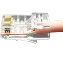 Разъем легкой оконцовки Hyperline RJ-45 8P8C под витую пару, категория 6 (50 µ"/ 50 микродюймов), универсальный (для одножильного и многожильного кабеля) 100 шт. 403343