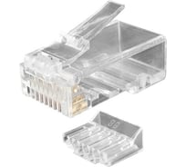 Разъем Hyperline RJ-45 8P8C под витую пару, категория 6 (50 µ"/ 50 микродюймов), универсальный (для одножильного и многожильного кабеля), со вставкой, 100 шт. 49364