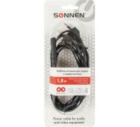 Универсальный кабель питания SONNEN для аудио и видеотехники C7 2 pin, 1,8 м, черный 513564