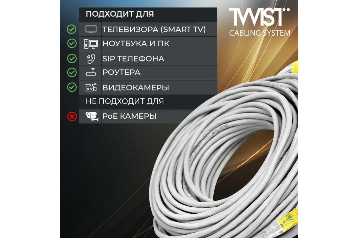 Универсальный патч-корд RJ-45 - RJ-45 TWIST cat. 5e, U/UTP, 5м PC-TWCS-UTP- RJ45-RJ45-C5e-1.5M-G - выгодная цена, отзывы, характеристики, 1 видео, фото  - купить в Москве и РФ