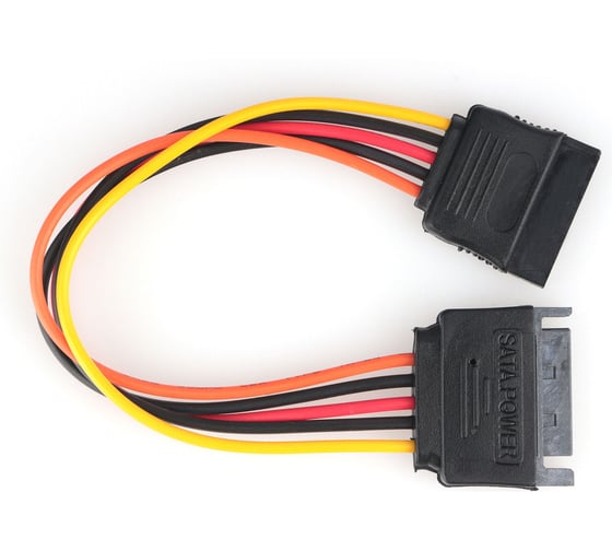 Удлинитель кабеля питания Cablexpert sata 15pin(m)/15pin(f), медн.проводник, 20см, пакет CC-SATAMF-20CM